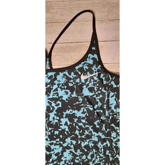 Nike Dri-Fit Running Racerback Tank Top Womens Size XS Black Aqua Sportswear - Picture 3 of 6